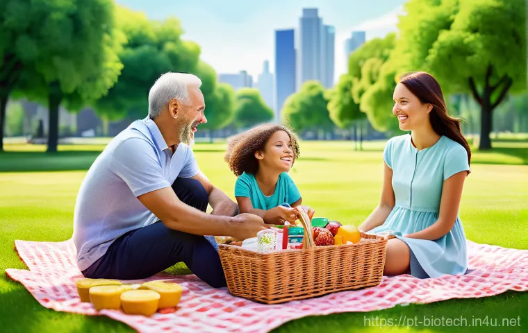 바이오 연료 - **Prompt 1: Urban Green Oasis Family Fun**
    A diverse family of four (parents in their 30s, a boy...