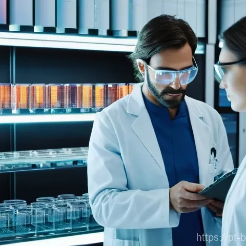 분자 진단 기술 - **Prompt:** "A highly detailed, modern, and high-tech molecular diagnostics laboratory in Portugal. ...