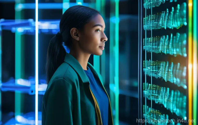 AI 기반 유전자 분석 - **AI Deciphering DNA for Personal Insights**
    "A vibrant, high-tech laboratory scene with a sleek...