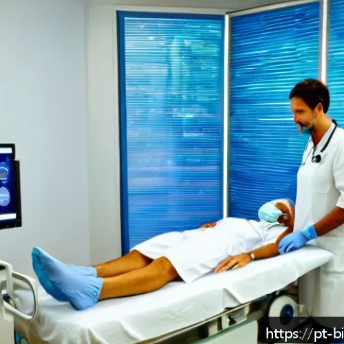 Home 17 재생 의학 - A modern clinical therapy room in Brazil, showcasing a skilled medical team performing mesenchymal s...